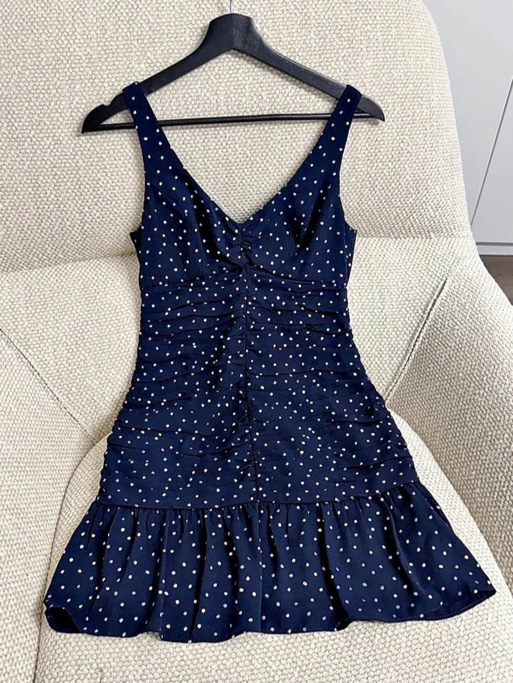 BCBG Generation Polka Dot Mini Dress in Blue Size Small